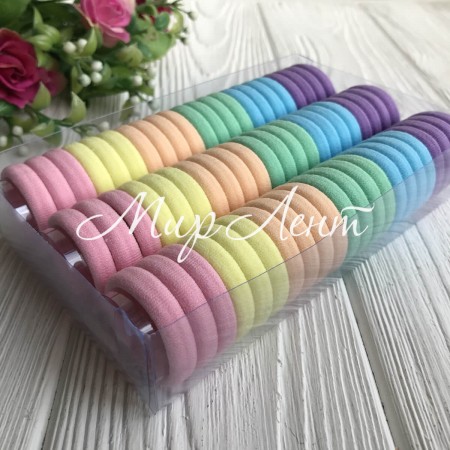 Набор резинок велюрчик, 3 см, розово-персиково-лиловый, упаковка 66 шт.