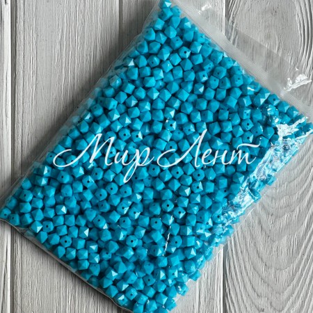 Намистина гранована кубовидна, 10 мм, бірюзова, упаковка 500 г
