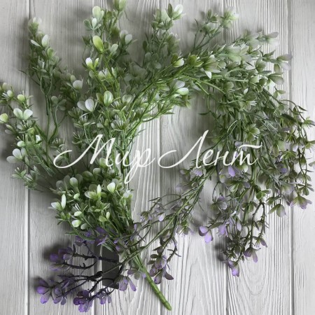 Свисающая ветка с цветами, 84 см, белый с сиреневым, шт.