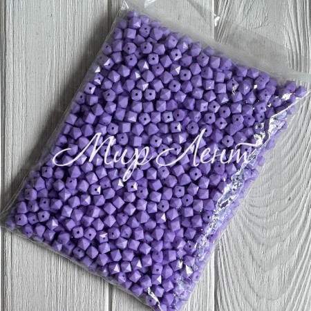 Намистина гранована кубовидна, 10 мм, лілова, упаковка 500 г