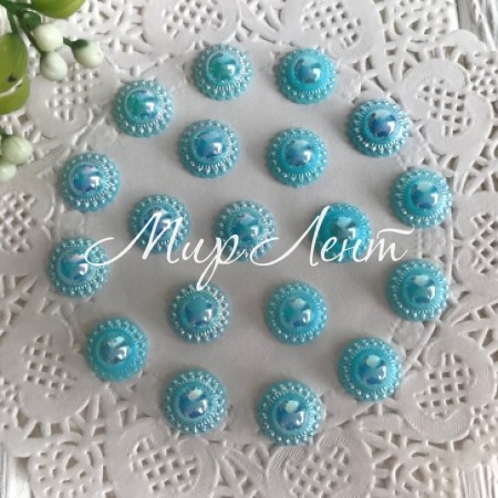 Серединка круг ромашка (перламутр), 11 мм, бирюзовый, упаковка 250 грам