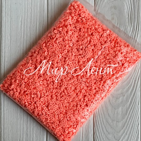 Плоскі намистини, 6 мм, персикові, Велика упаковка 500 г