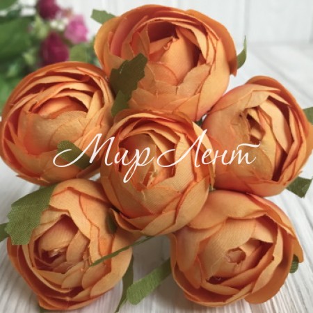 Півонія тканинний закритий, 4 см, помаранчевий, упаковка 36 шт.