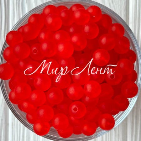 Бусина прозора матова, 10 мм, червона, упаковка 500 г