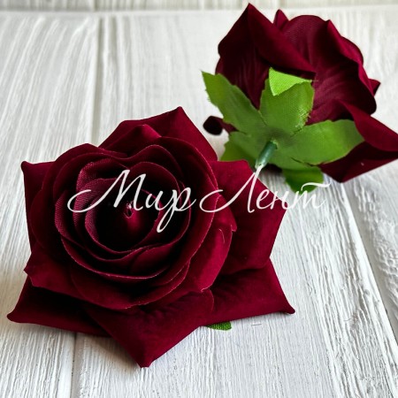 Бутон бархатной розы, 7 см, бордовый, упаковка 10 шт.