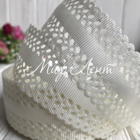 Репс 3,5 см, листик перфорация, молочный, рулон 20 м