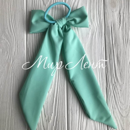 Резинка Твилли с узким бантом однотонная, 30 см, мятный, шт.