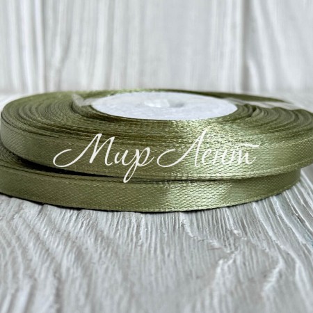 Атлас 0,6 см, блідо-оливковий, рулон 33 м