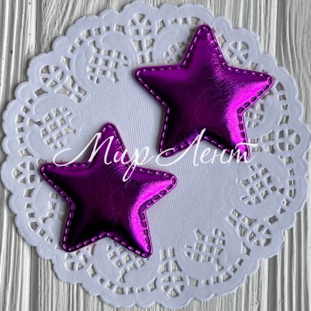 Аппликация/патч, звездочка (экокожа), 4,8 см, малиновая, упаковка 20 шт.