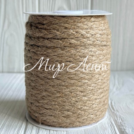 Тесьма-мешковина (косичка), 0,8 см, натуральная, рулон 50 м