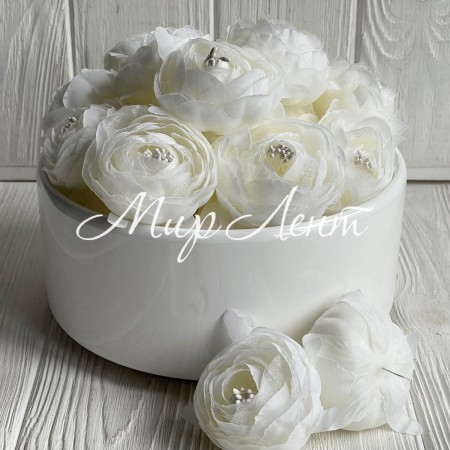 Шифоновий піон, 5,5х3,5 см, білий, упаковка 20 шт.