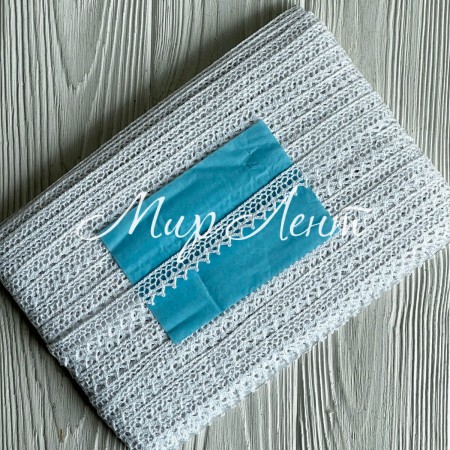 Кружево вязаное (6361-1293В), белое, 15 мм, рулон 45 м