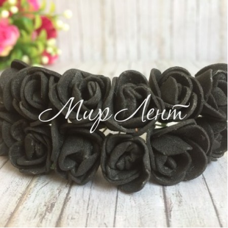 Роза 1,5-2 см, черный, упаковка 12 пучков (144 шт.)