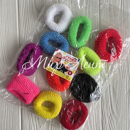 Резинка махровая, 6 см, цветной микс, упаковка 12 шт.