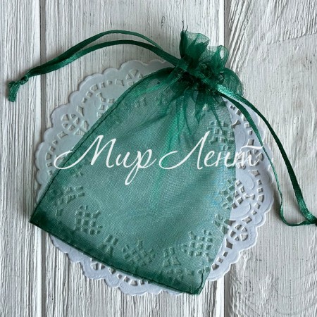 Органзовый мешочек, 9х12 см, темно-зеленый, упаковка 100 шт.