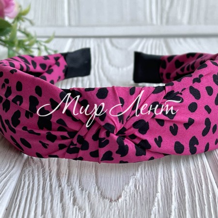 Обруч чалма софт леопард, 4 см, малиновый, шт.