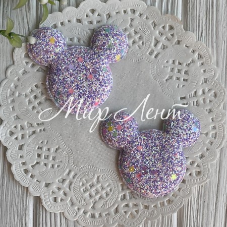 Аппликация Микки с цветной мозаикой, 6х5,5 см, лиловая, упаковка 20 шт.