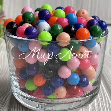 Бусина акриловая VIP, 12 мм, цветной микс, упаковка 500 г