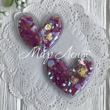 Силиконовое сердце с наполнителем, 5 см, малиновые сердечка, упаковка 20 шт.