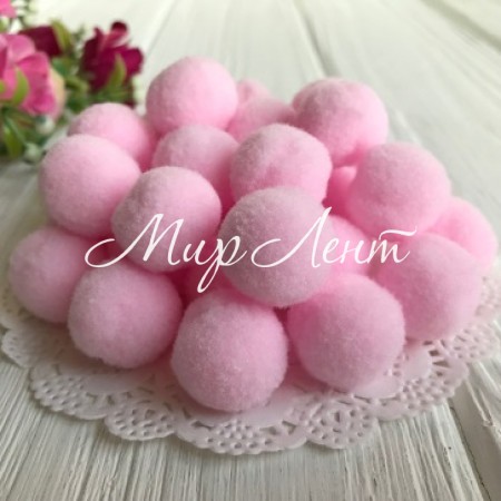 Помпони оксамитові, 2 см, світло-рожевий, упаковка 500 шт.