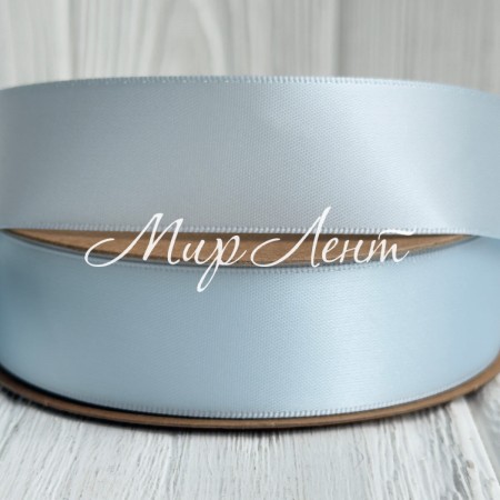 Двусторонняя атласная лента New (премиум), 2,5 см, нежно-голубая, рулон 23 м