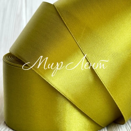 Атлас 5 см, ярко-оливковый, рулон 33 м