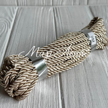 Шнур декоративний, 5 мм, бежевий, рулон 9 м