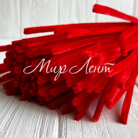 Синельная проволока простая, 6 мм х 30 см, красный, 100 шт.