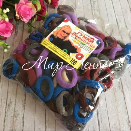 Резинка Калуш (велюрчик), 2,7 см, цветной микс (синий-серый-бордо), упаковка 100 шт.