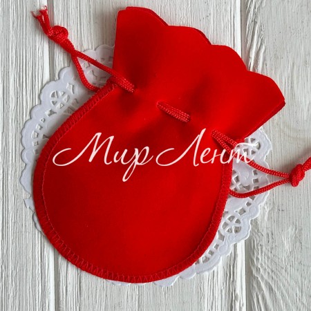 Бархатний мішечок (круглий), 9х12 см, червоний, упаковка 100 шт.