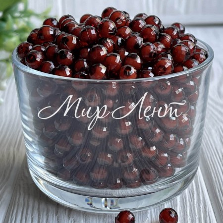 Бусина пластик с белой серединкой, 8 мм, шоколадная, упаковка 500 г