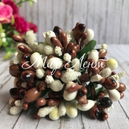 Веточка двухцветная, молочно-коричневый, упаковка 12 пучков (144 шт.)