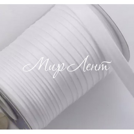Косая бейка атласная, 1,5 см, белая, рулон 90 м
