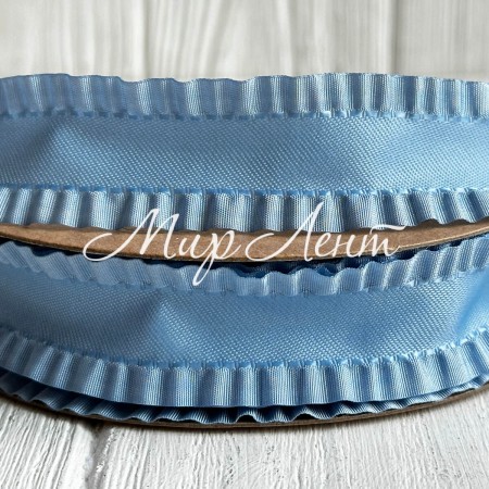 Лента-рюша, 2,5 см, голубая, рулон 23 м