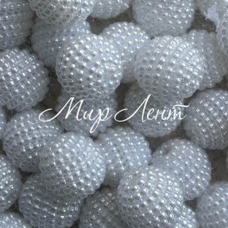 Бусина в пупырышку (круглая), 30 мм, белая, упаковка 500 г
