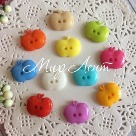 Пуговичка яблочко (цветной микс), 13 х 15 мм, упаковка 500 шт.