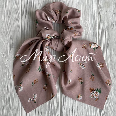 Резинка Твилли жатка маленькие цветочки, 30 см, бежево-розовый, шт.