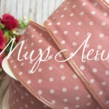 Стрічка джинс горох, 4 см, пудровий, рулон 17,5 м