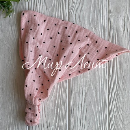 Муслиновая косынка в горох, 25х25 см, персиково-черная, шт.