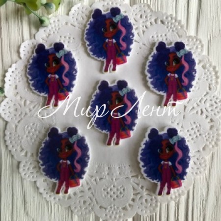 Кабошон Hairdorables, 3,5 см, с темно-фиолетовыми волосами, упаковка 25 шт.