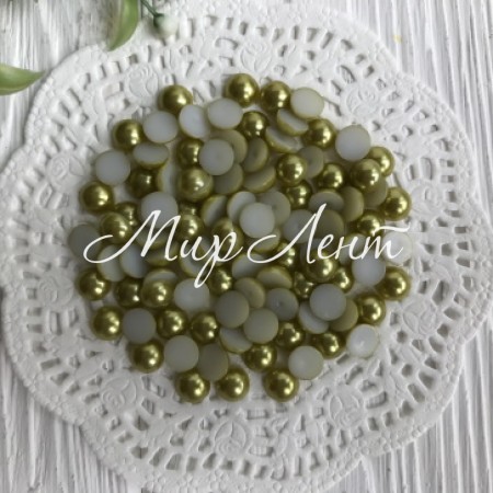 Полубусина, 8 мм, светло-оливковый, 250 г