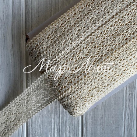 Кружево вязаное Аманда (D30157), 4 см, молочное, рулон 45 м