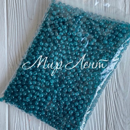 Бусина "битое стекло", 8 мм, бирюзовая, большая упаковка 500 г