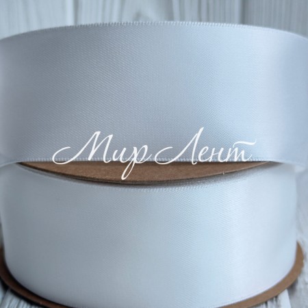 Атлас двосторонній (преміум), 3,8 см, айворі, рулон 23 м