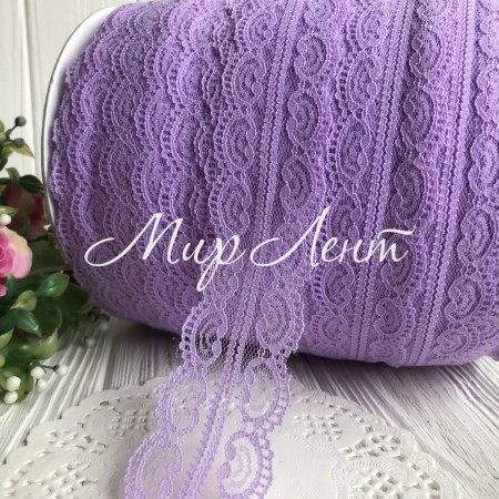 Кружево завиток, 4,5 см, лиловое (не стрейчевое), бобина 200 ярдов (182 м)