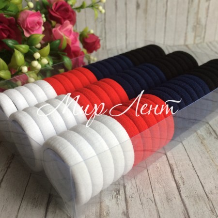 Набор резинок велюрчик, 3 см, бело-красно-черный, упаковка 66 шт.