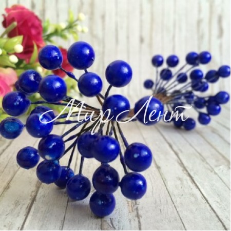 Калина глянцевая, 8 мм, ярко-синяя, упаковка 500 шт.