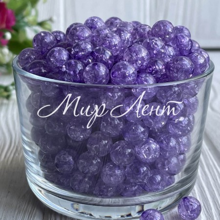 Бусина "битое стекло", 10 мм, лиловый, упаковка 250 г