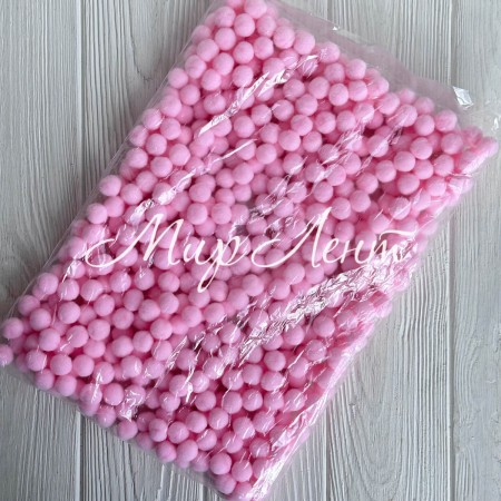 Помпони оксамитові (пастельні), 1,5 см, рожеві, упаковка 500 шт.