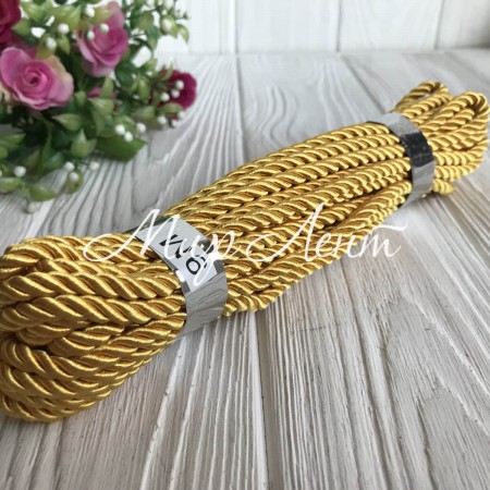 Шнур декоративный, 5 мм, темно-желтый, рулон 9 м